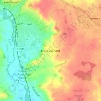 Topografische Karte Little Cornard, Höhe, Relief