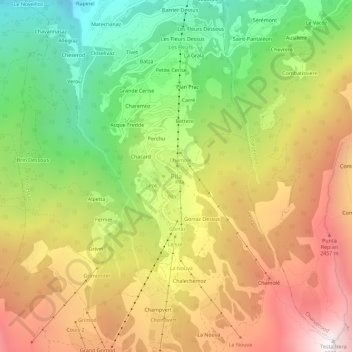 Topografische Karte Pila, Höhe, Relief