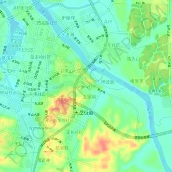 Topografische Karte 马头山社区, Höhe, Relief