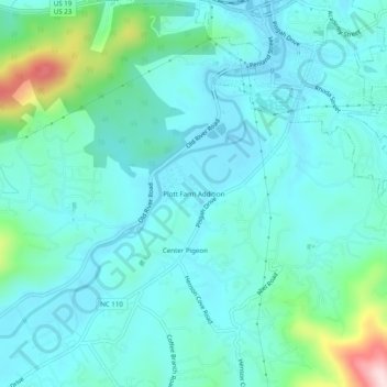 Topografische Karte Plott Farm Addition, Höhe, Relief