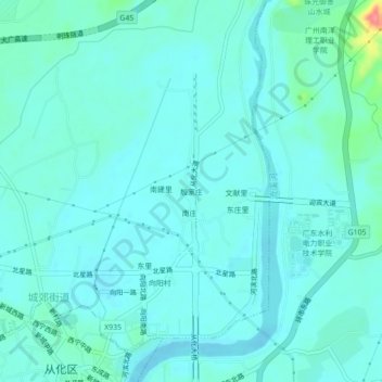 Topografische Karte 殷家庄, Höhe, Relief