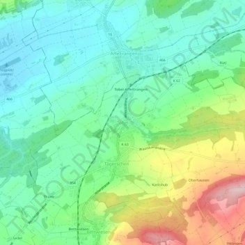 Topografische Karte Tobel, Höhe, Relief