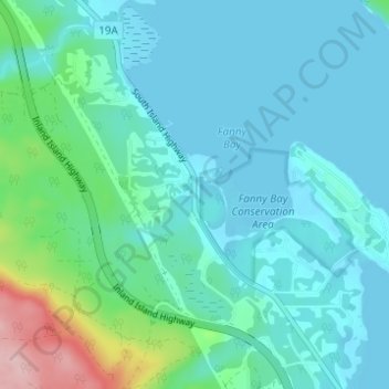 Topografische Karte Fanny Bay, Höhe, Relief
