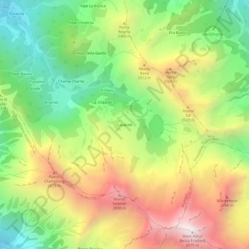 Topografische Karte Lavacire, Höhe, Relief