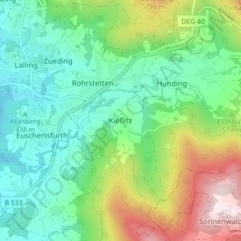 Topografische Karte Kieflitz, Höhe, Relief