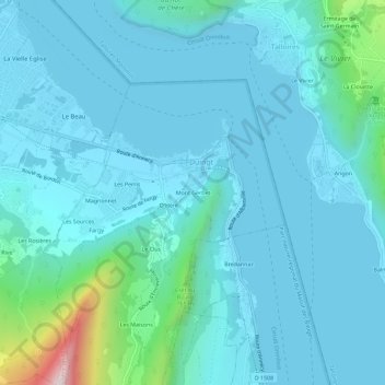 Topografische Karte Mont Gerbet, Höhe, Relief