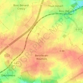 Topografische Karte La Mennerie, Höhe, Relief