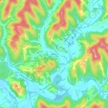 Topografische Karte New Era, Höhe, Relief