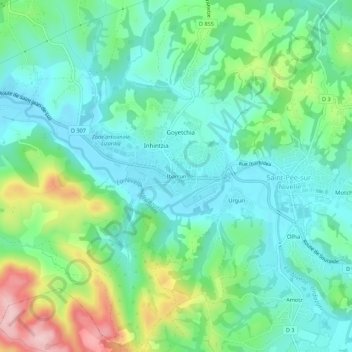 Topografische Karte Ibarrun, Höhe, Relief