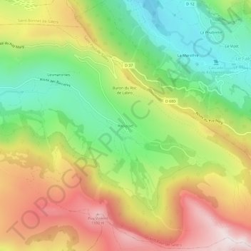Topografische Karte Récusset, Höhe, Relief