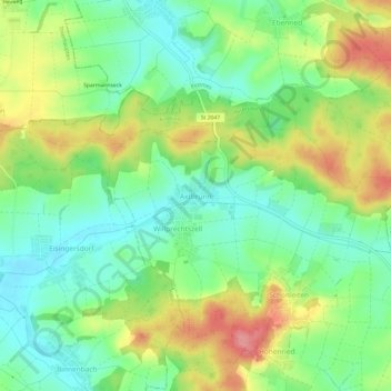 Topografische Karte Axtbrunn, Höhe, Relief