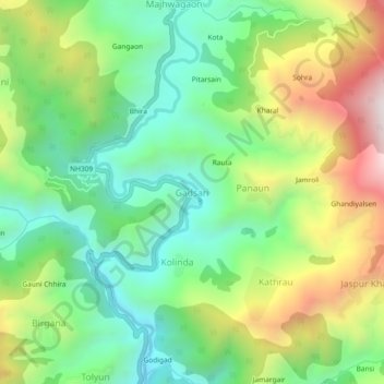 Topografische Karte Gadsari, Höhe, Relief