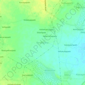 Topografische Karte Perendurai, Höhe, Relief