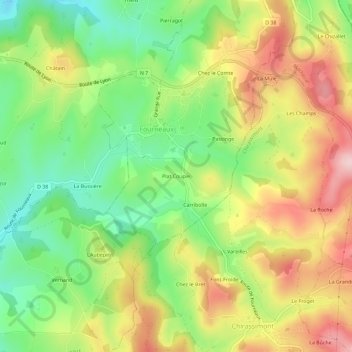 Topografische Karte Plat Coupie, Höhe, Relief
