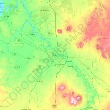Topografische Karte Hama, Höhe, Relief