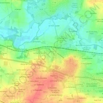 Topografische Karte L'Étang, Höhe, Relief