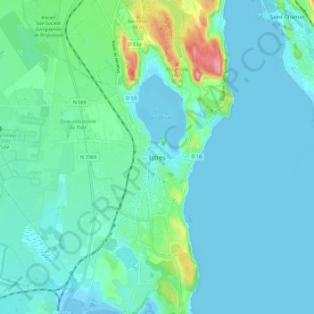 Topografische Karte Istres, Höhe, Relief