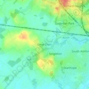 Topografische Karte Great Chart, Höhe, Relief