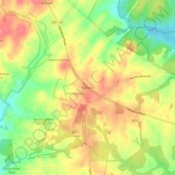 Topografische Karte Etchison, Höhe, Relief
