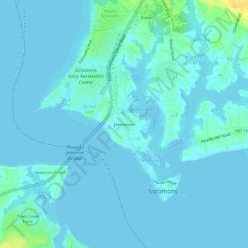 Topografische Karte Johnstown, Höhe, Relief