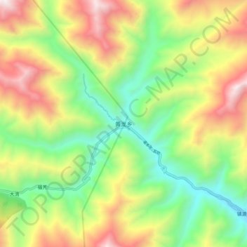 Topografische Karte 黄龙乡, Höhe, Relief