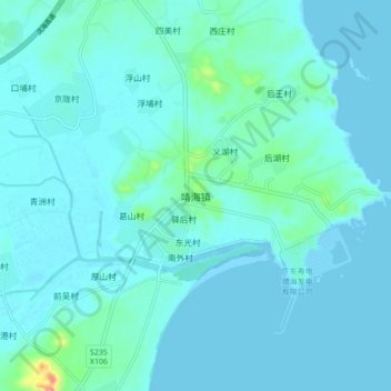 Topografische Karte 靖海镇, Höhe, Relief