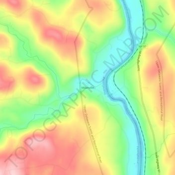 Topografische Karte Milanville, Höhe, Relief