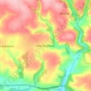 Topografische Karte East Buckland, Höhe, Relief