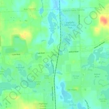 Topografische Karte Clyde, Höhe, Relief