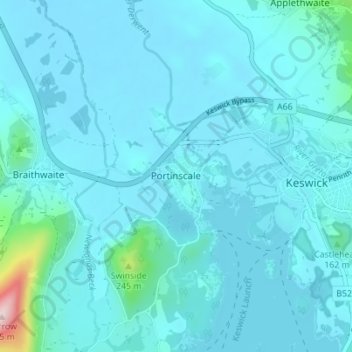Topografische Karte Portinscale, Höhe, Relief