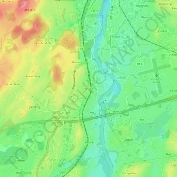 Topografische Karte Hegge, Höhe, Relief