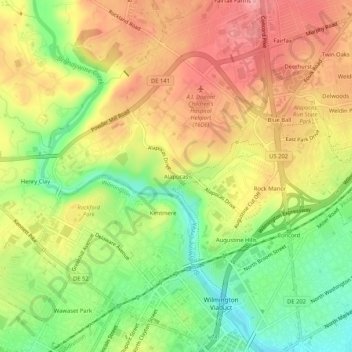 Topografische Karte Alapocas, Höhe, Relief