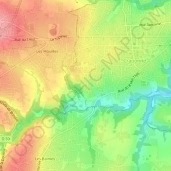 Topografische Karte La Gatolière, Höhe, Relief