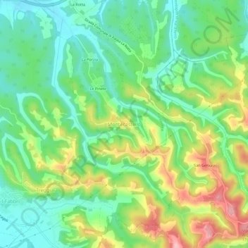 Topografische Karte Montecastello, Höhe, Relief