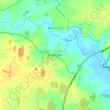 Topografische Karte Henstead, Höhe, Relief