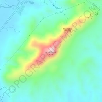 Topografische Karte Bukit Berekeh, Höhe, Relief