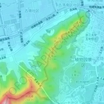 Topografische Karte 灵峰山, Höhe, Relief