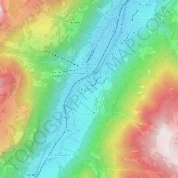 Topografische Karte Hätzingen, Höhe, Relief