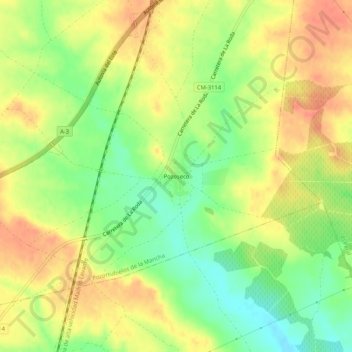 Topografische Karte Pozoseco, Höhe, Relief