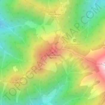 Topografische Karte Kragelschinken, Höhe, Relief