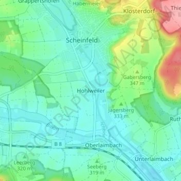 Topografische Karte Hohlweiler, Höhe, Relief