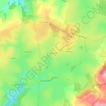 Topografische Karte Martouret, Höhe, Relief