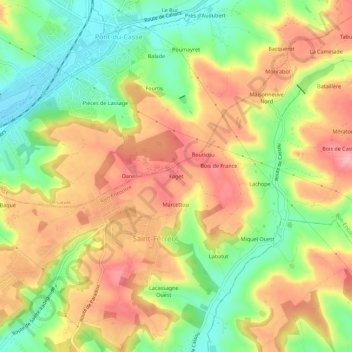 Topografische Karte Faget, Höhe, Relief
