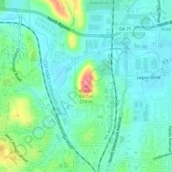 Topografische Karte Mount Rachel, Höhe, Relief