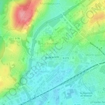 Topografische Karte Armoise pontique, Höhe, Relief