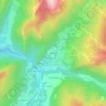 Topografische Karte Patassière, Höhe, Relief