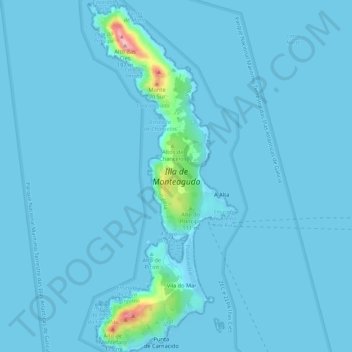 Topografische Karte Isla de Monteagudo, Höhe, Relief