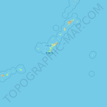 Topografische Karte Region Kyūshū, Höhe, Relief
