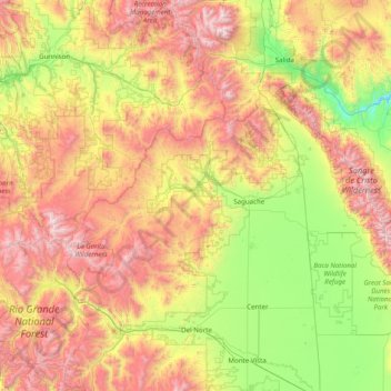 Topografische Karte Saguache County, Höhe, Relief