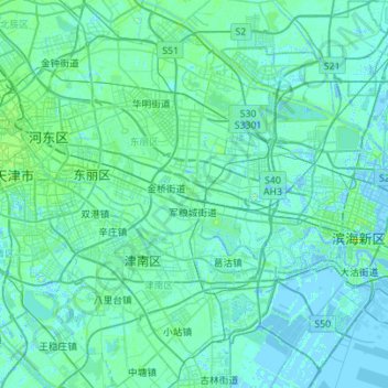 Topografische Karte 海河, Höhe, Relief